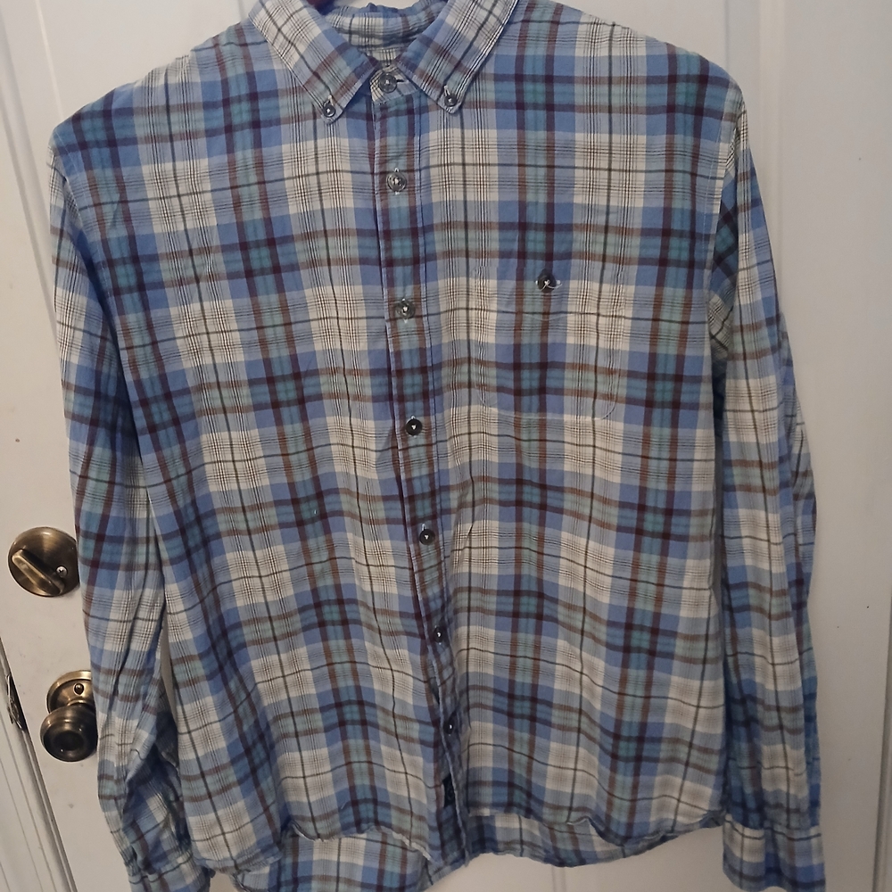 Todd Snyder Blue and White Plaid Button-Down Shirt
